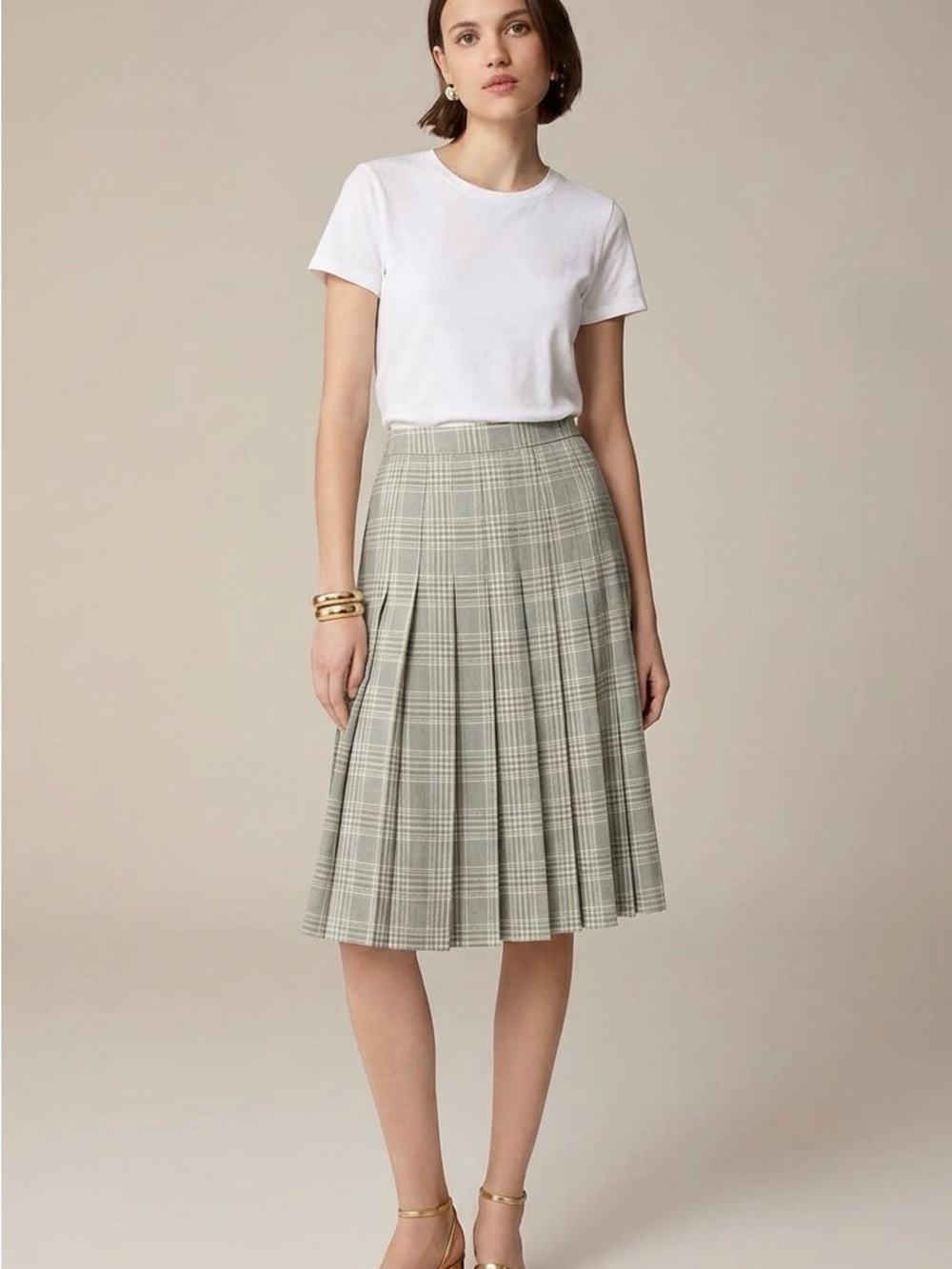 Talbots Petite 4 Pleated Plaid Skirt Midi A-Line Classic Preppy